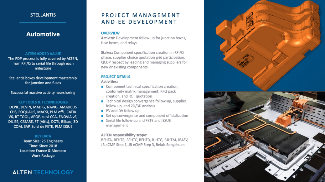 ALTEN Technology for Project Management and EE Development.