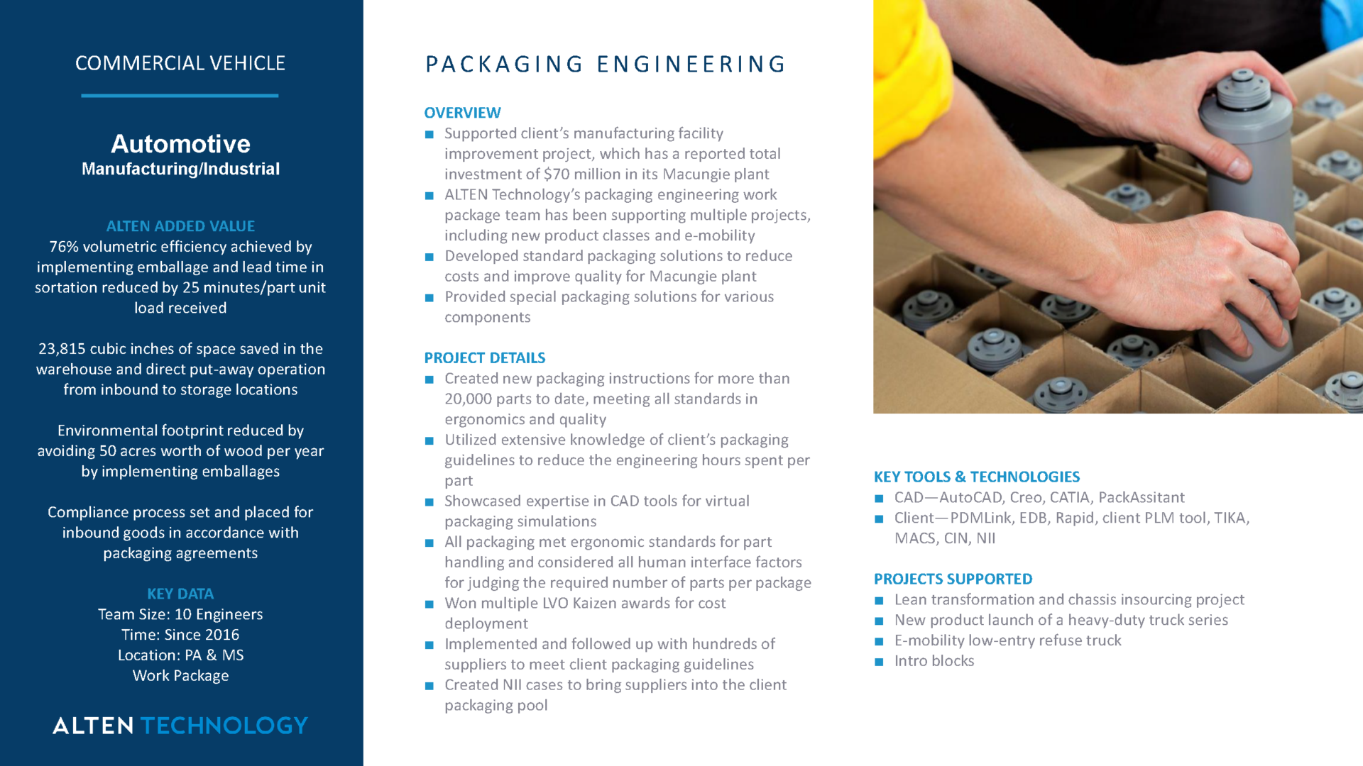 Automotive packaging engineering solutions for efficient and sustainable product protection.