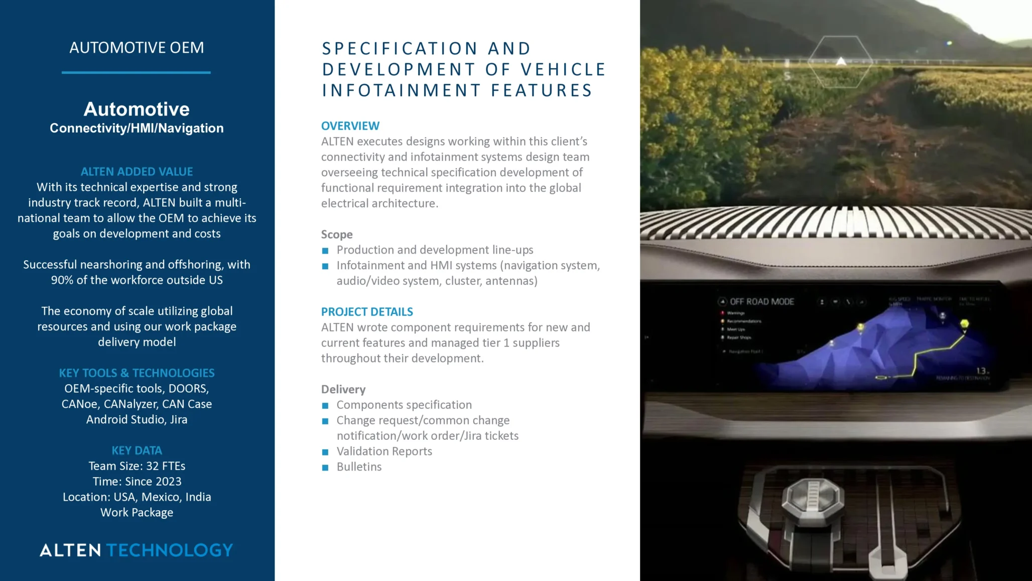 Specification and Development of Vehicle Infotainment Features