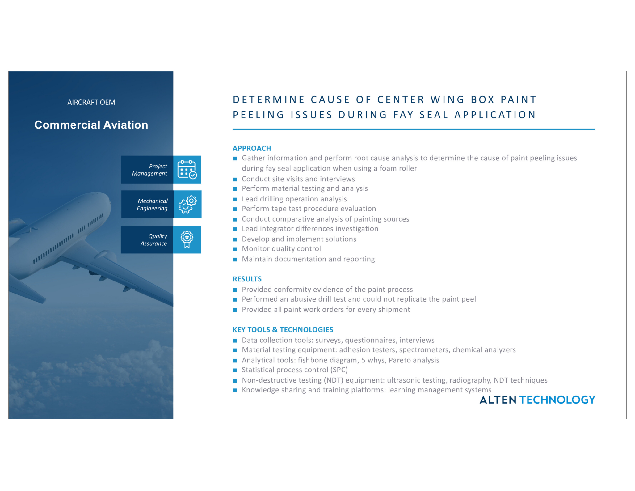 Aircraft wing center box paint peeling issue during Fay seal application.
