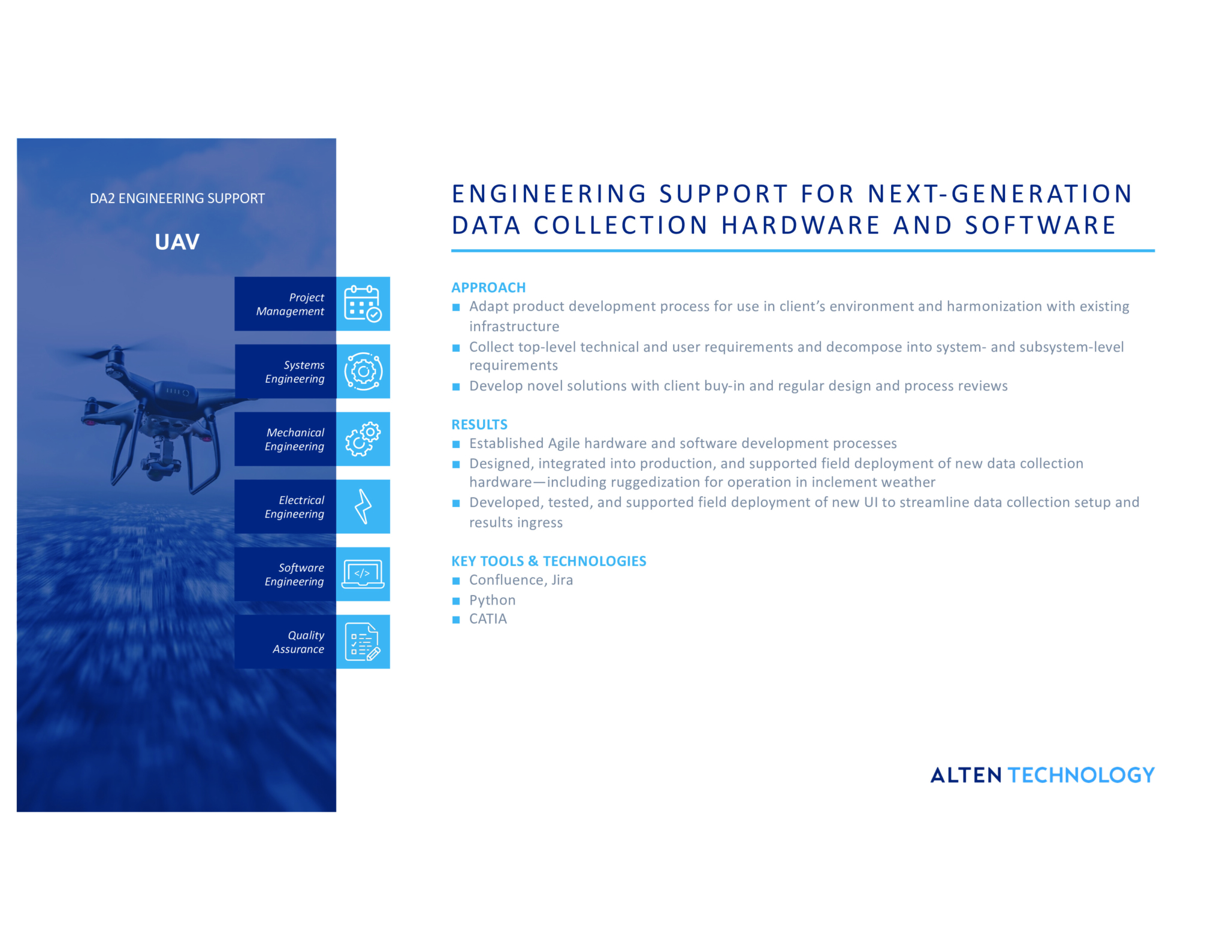 Reliable engineering support for next-generation data collection hardware and software solutions.