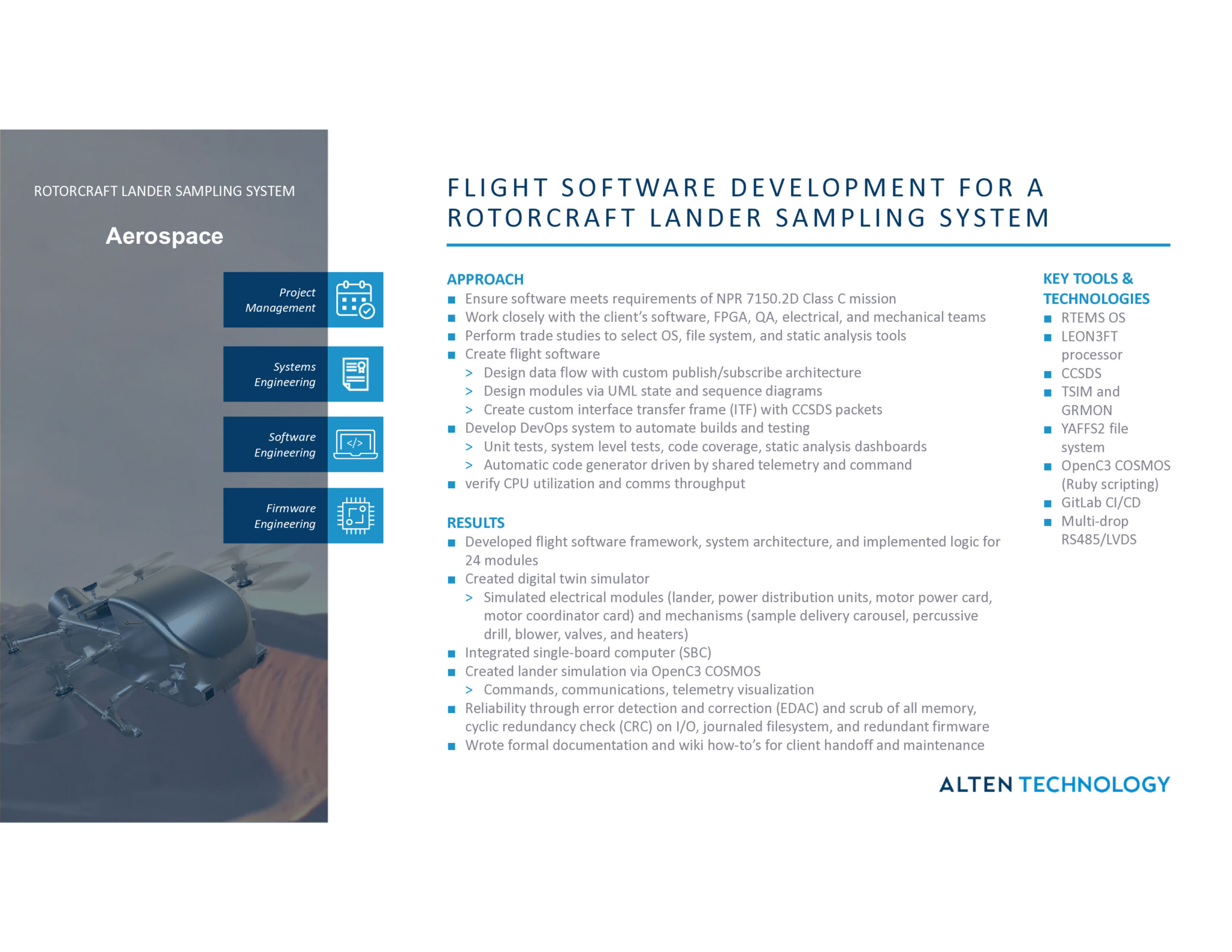 Flight software development for a Rotorcraft Lander Sampling System 5 preview scaled