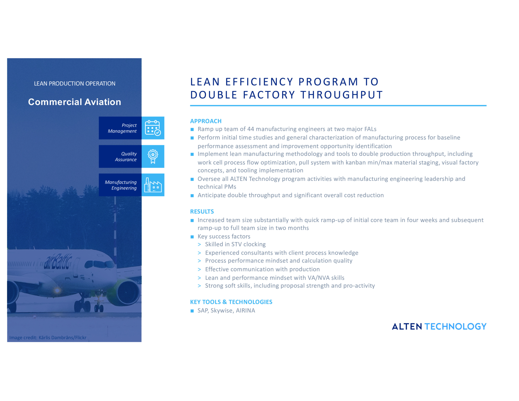 Enhanced factory throughput with lean efficiency program for commercial aviation manufacturing.