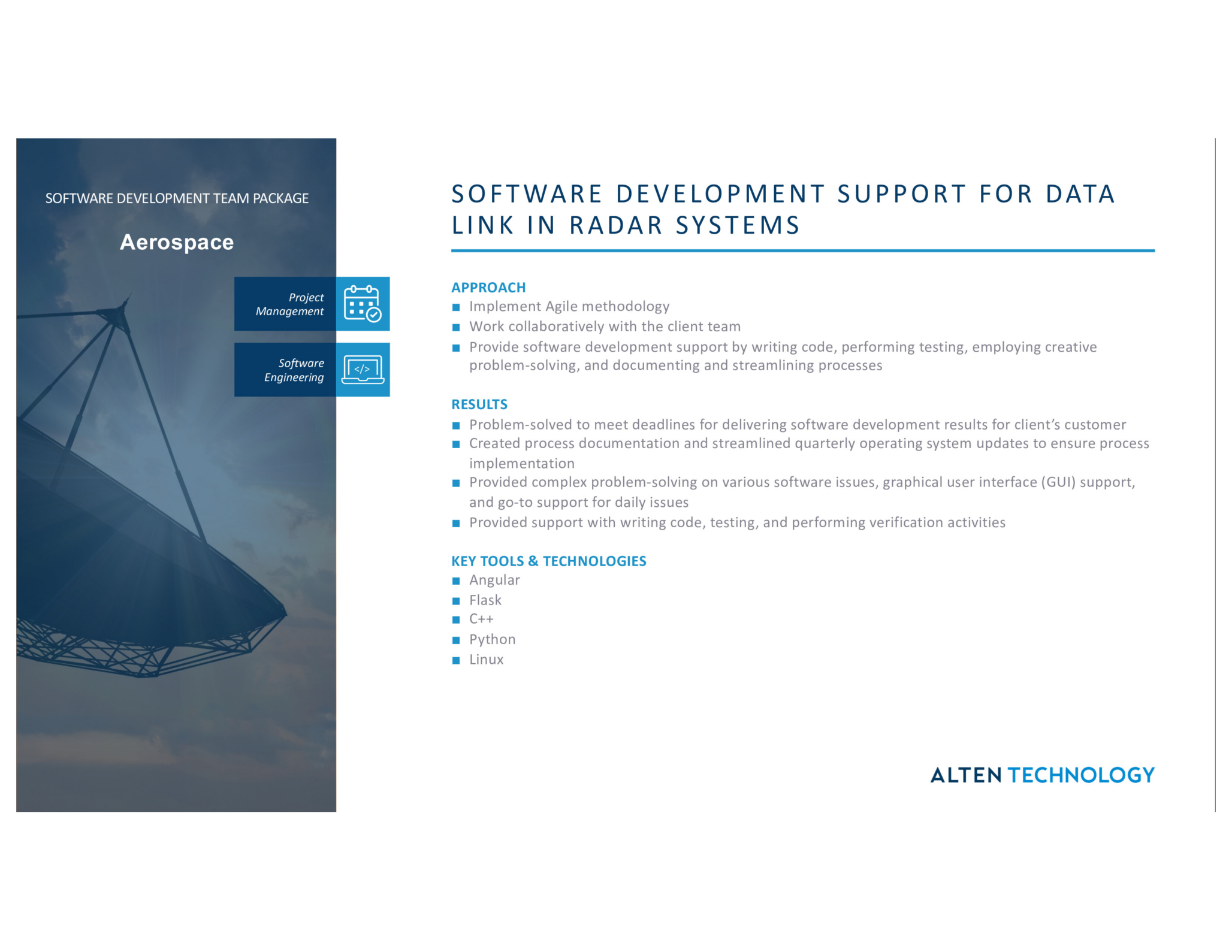 Software Development Support for Data Link in Radar Systems